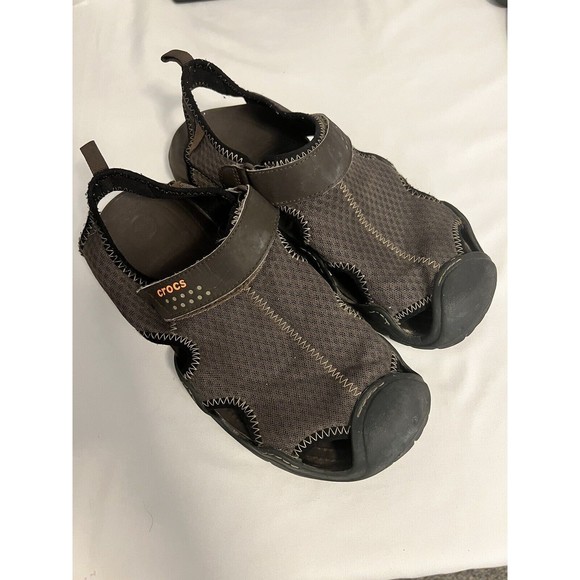 Crocs‎ Sandal Swiftwater Fisherman Deck Water Sport Mesh Espresso Shoe Mens Sz 9 - Picture 3 of 6